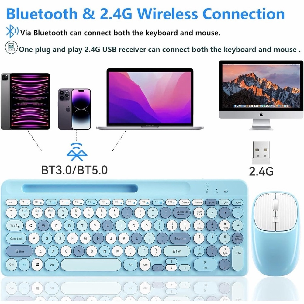 Wireless Pastel Keyboard and Mouse Set - Picture 3 of 14